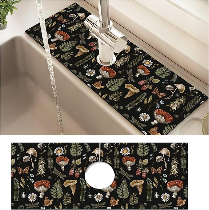 Absorbent Splash Guard Mat for Kitchen Sink, 15×5.5 Inch Cute Fast Drying Drip by Unknown