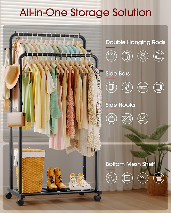 Clothes Rack - Double Rods Clothing Rack - Image 3
