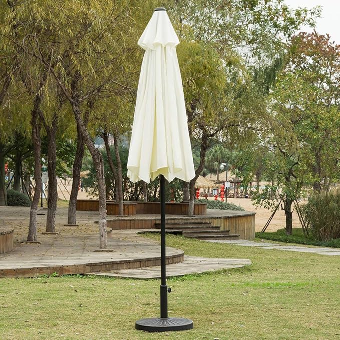 Sunnyglade 9' Patio Umbrella Outdoor Table Umbrella with 8 Sturdy Ribs (Beige) - Image 4
