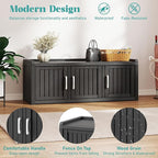 2-Tier Storage Bench, Waterproof UV-Resistant Outdoor Shoe Storage Cabinet with 3 Doors & Adjustable Shelves for Indoor Outdoor Entryway, Hallway, Living Room (Black) - Image 4