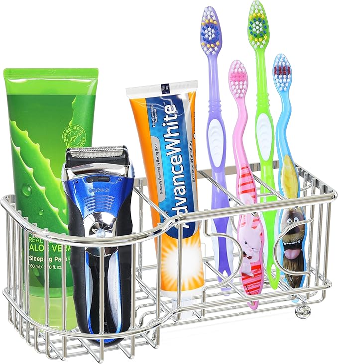 Simple Houseware Multi-Functional 6 Slots Toothbrush Holder - Image 2
