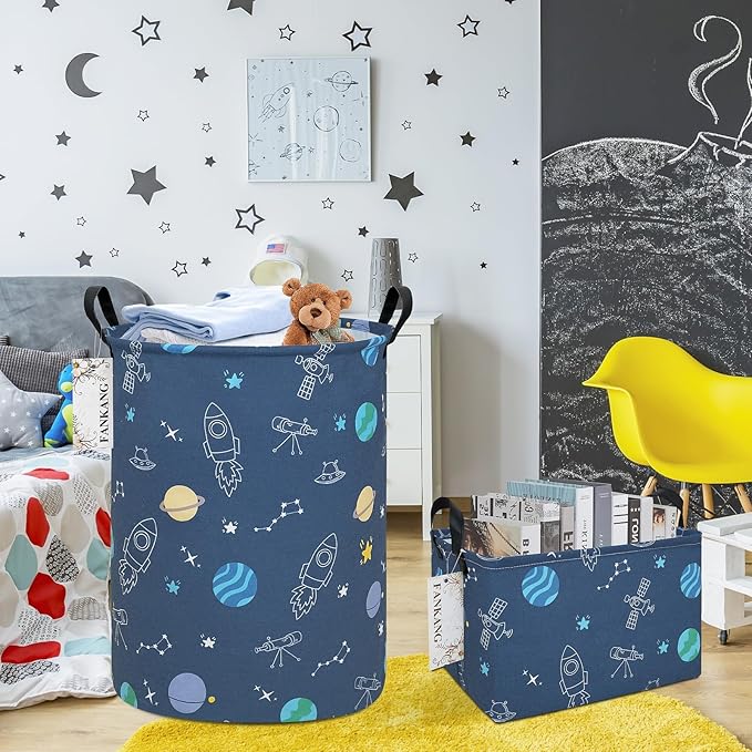 FANKANG Storage Basket, Nursery Hamper Canvas Laundry Basket Foldable - Image 6