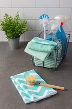 DII Cleaning Collection Multi-Purpose Microfiber, Aqua Chevron, Dishtowel Set - Image 7