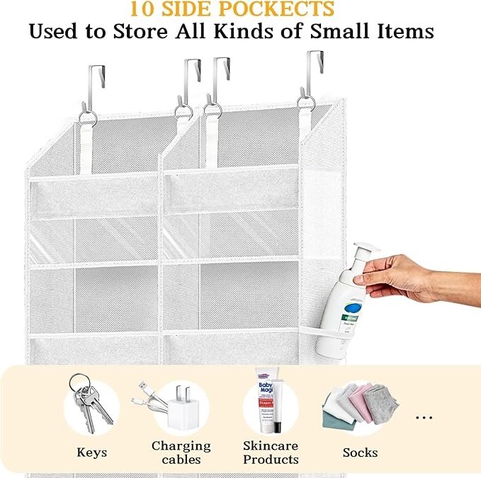Over The Door Organizer 5 Tiers, Extra Large Behind Door Storage of 10 - Image 4