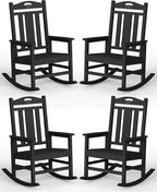 Ciokea Oversized Outdoor Rocking Chairs Set of 4, 380lbs Heavy-Duty Large Patio Rocker, High Back Cozy Porch Chairs, Weather Resistant Patio Rocking Chairs for Outside, Fire Pit, Deck, Black by CIOKEA