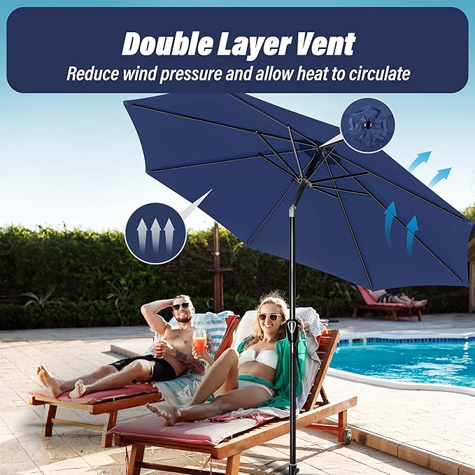 Simple Deluxe 9' Patio Umbrella Outdoor Table Market Yard Umbrella with Push Button Tilt/Crank - Image 5