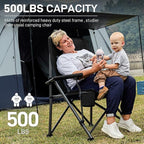 EVER ADVANCED Oversized Folding Camping Chair for Adults, Heavy Duty Lawn Chair with Side Pockets, Portable Collapsible Quad Chair for Outside, Support Up to 500lbs, Black - Image 4