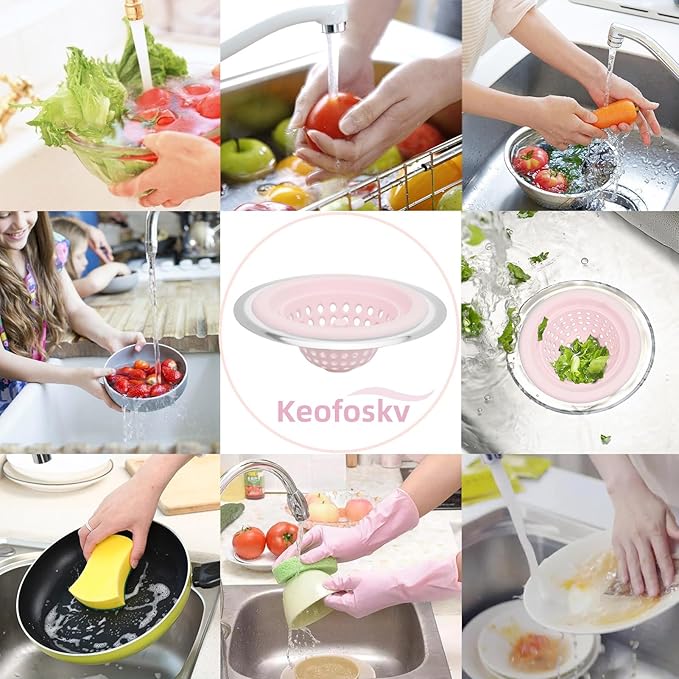 2 PCS Kitchen Stainless Silicone Sink Strainer, 4.5 inch Diameter… - Image 8
