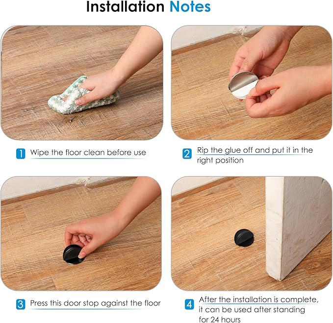 16 Pcs Self Adhesive Door Stoppers, Stainless Steel Floor Door Stop Wall - Image 7