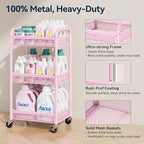 YASONIC 3 Tier Rolling Cart – Metal Utility Storage Cart - Image 2