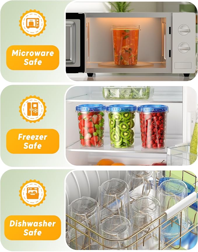 12 Pack-34 oz Freezer Storage Containers, Plastic Food Storage Containers - Image 4