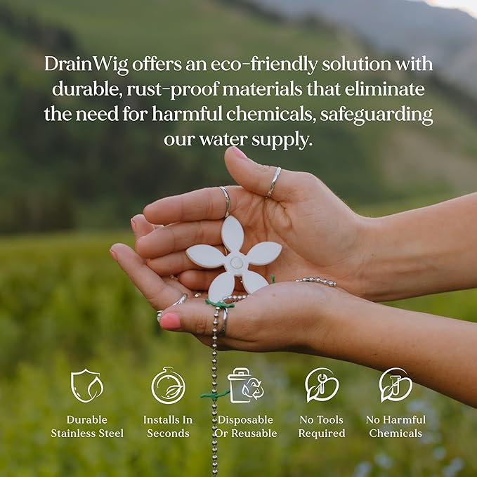 ​DrainWig Shower Drain Hair Catcher – Disposable White Flower – No-Touch Hair - Image 10