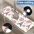 Romantic Eiffel Tower Roses Kitchen Sink Splash Guard Mat Absorbent Fast Drying - Image 7