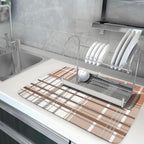 Brown White Buffalo Plaid Dish Drying Mat 18 x 24 Inch - Image 5