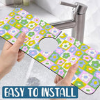 Cute Flowers Kitchen Sink Splash Guard Faucet Mat Retro Floral Super Absorbent - Image 5