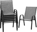 PIZZELLO Patio Chairs Set of 6 - Outdoor Stackable Dining Chairs for All Weather - Lightweight Textilene Outdoor Chair Sets with Armrests - 330Lbs Capacity - for Backyard Garden Porch Poolside (Grey) by PIZZELLO