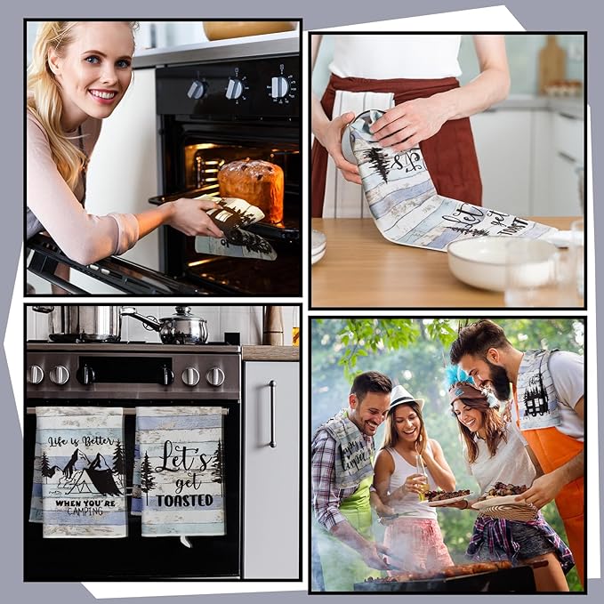 Boyiee Set of 6 Camping Kitchen Towels Happy Camper Tea Towels Absorbent - Image 5
