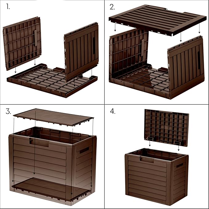 IRIS USA 35-Gallon Outdoor Deck Storage Box, Lockable & UV-Protected, Weather-Resistant Patio Storage for Cushions, Garden Tools & Packages, Waterproof Resin, Durable & Stylish Design - Brown - Image 2