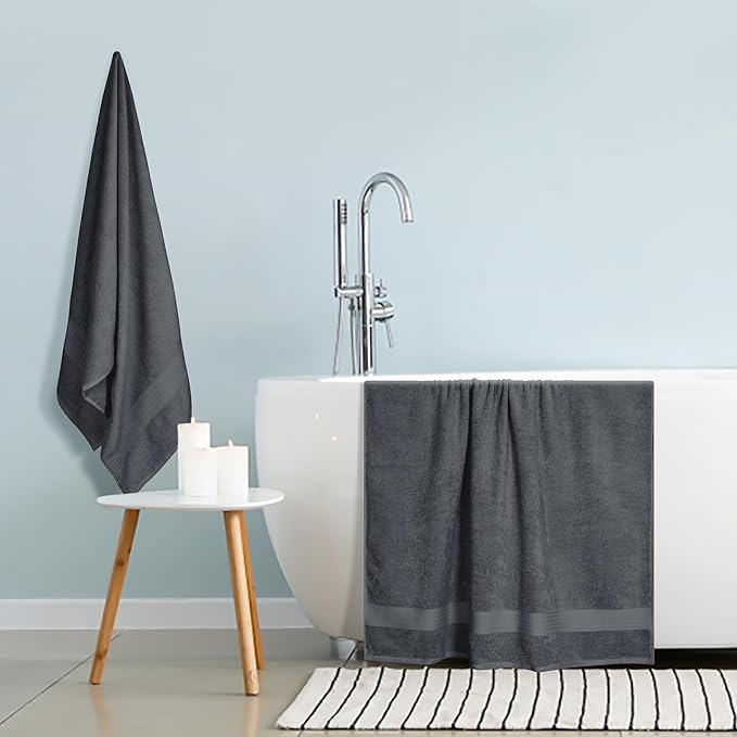 GLAMBURG Premium Cotton Oversized 2 Pack Bath Sheet 35x70-100% Pure Cotton - Image 4