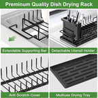 Dish Drying Rack Over the Sink Expandable In Small Black Drainer Dry - Image 7