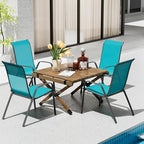 TLSUNNY Patio Chairs, Stackable Textilene Outdoor Dining Furniture for All Weather, with 17.7″ Wide Seat & Metal Frame, for Garden, Backyard, Deck, Restaurant, Poolside (4, Turquoise Blue, 26.4″) - Image 2
