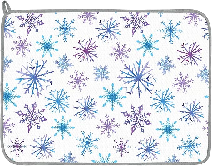 Whaline Winter Snowflake Dish Drying Mat 18 x 24 Inch Extra Large Christmas by Whaline