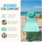 Ostrich 4-Position Outdoor Chaise Lounge w/Face Cushion & Arm Holes, Teal - Lightweight Folding Lounger w/Adjustable Reclining Backrest, Portable w/Carry Strap, 250 lb Weight Capacity - Image 5