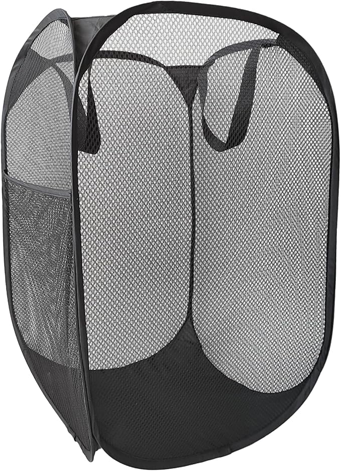 The upgraded pop-up laundry basket features a breathable side pocket mesh design by FOAYACCY