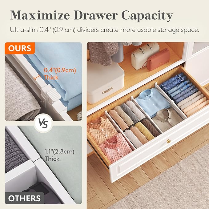 Lifewit 5" Tall 9 Pack Drawer Dividers, 30-47cm/11.5-18.5" Expandable Drawer - Image 6