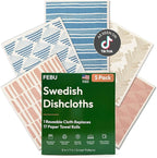 FEBU Swedish Dishcloths for Kitchen | 5 Pack Sunset Reusable Paper Towels by FEBU