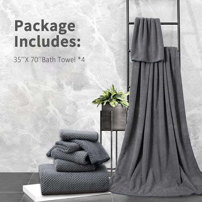 Extra Large Bath Towel Set of 4, Oversized Bath Sheet Super Soft Highly - Image 7