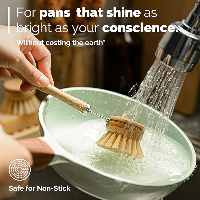 Jungle Culture® 6 Pack Bamboo Dish Brush Set - Image 3