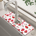 Watercolor Strawberry Kitchen Sink Splash Guard Mat Absorbent Fast Drying Mat by Unknown