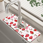 Watercolor Strawberry Kitchen Sink Splash Guard Mat Absorbent Fast Drying Mat by Unknown