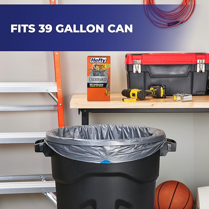 Hefty Steelsak Heavy Duty Large Trash Bags, 39 Gallon - Image 2