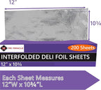 Box of 200 - Pre-Cut 12" Aluminum Foil Sheets - 12x10" Extra Wide & - Image 2