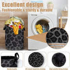 Grey Black Leopard Print Laundry Basket, Foldable Animal Leopard Laundry Hamper - Image 4