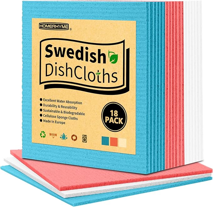HOMERHYME Swedish Dishcloths, 18 Pack Kitchen Towels Dish Rags, Absorbent by HOMERHYME