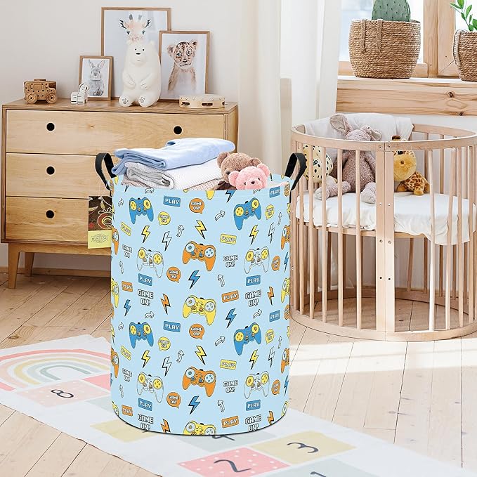 HUNRUNG Laundry Hamper, Large Canvas Fabric Lightweight Storage Basket Toy - Image 4