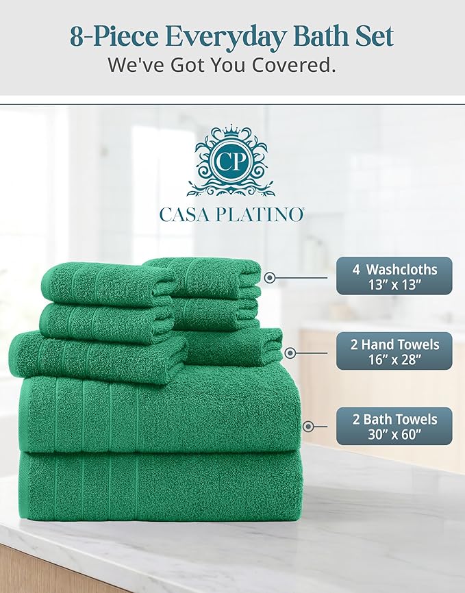 Casa Platino 100% Mercerized Cotton Bathroom Towel Set - Image 4