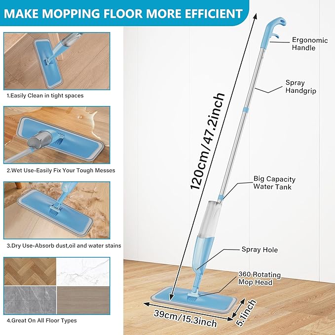 Spray Wet Mops for Hardwood Floor Cleaning: MEXERRIS Floor Mop - Image 3