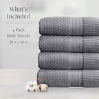 NY Loft 100% Cotton Bath Towel Set of 4 | Grey Towels | Oeko-TEX® Standard 100 - Image 2