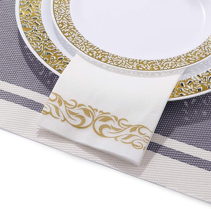 200 Disposable Hand Towels Soft and Absorbent Linen Feel Dinner Napkin Durable - Image 3
