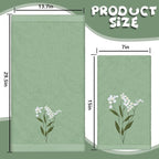 3Pcs Sage Green Hand Towels 29.5 x 13.7 Inch Gradient Green Floral Embroidered - Image 2