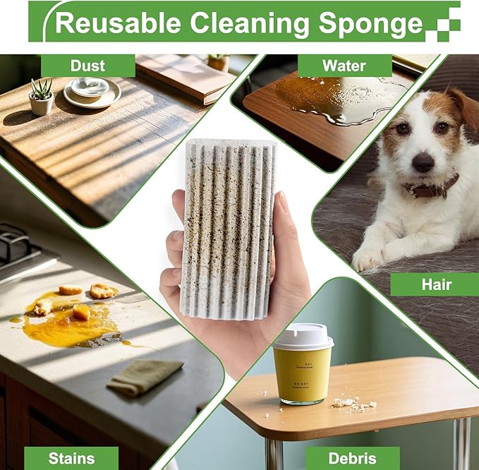 4-Pack Damp Clean Duster Sponge, Duster Baseboard Cleaner Sponge - Image 4