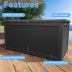 310 Gallon Lockable Outdoor Storage Box – Waterproof Resin Deck Box for Patio Furniture, Garden Tools, Pool Accessories (Black) - Image 5