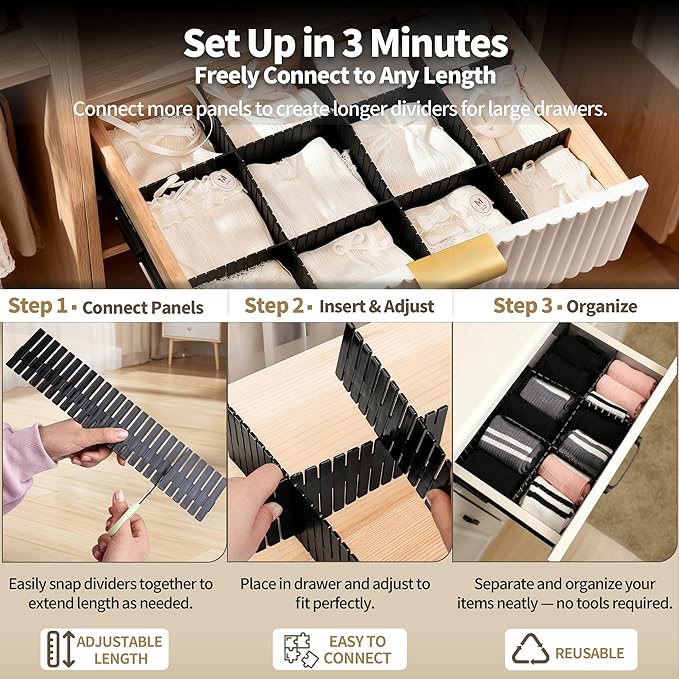 Drawer Divider Adjustable Diy Storage Organizer Separator - Image 4
