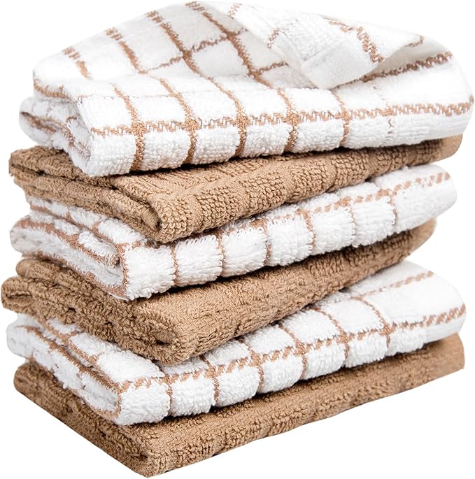 Bumble Premium Cotton Dish Cloths 12" x 12"| Tan Design | 405 GSM | Highly - Image 6