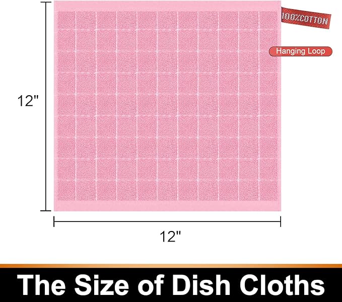 Mordimy 100% Cotton Terry Cloth Dish Cloths, Soft and Absorbent Checkered Dish - Image 6