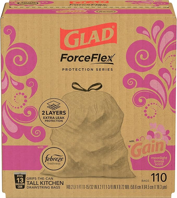 Glad Trash & Food Storage ForceFlex Protection Series Tall Trash Bags, 13 Gal - Image 3